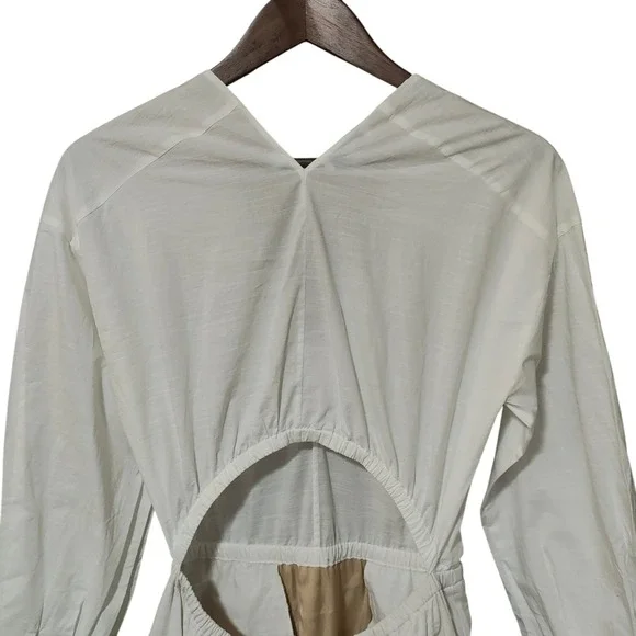 Vince White Long Sleeve Dress V Neck Cutout Midi Bridal Bachelorette Vacation XS - Picture 8 of 14